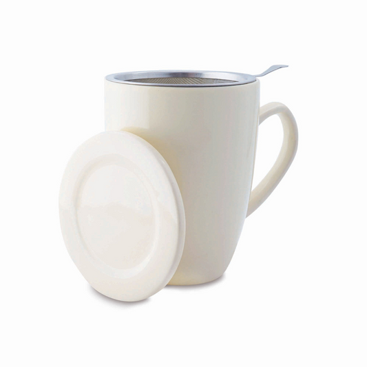 Chávena de cerâmica com filtro e tampa creme 350 mL